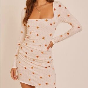 Brand new with tada! Free People Ivory and Orange Mini Dress